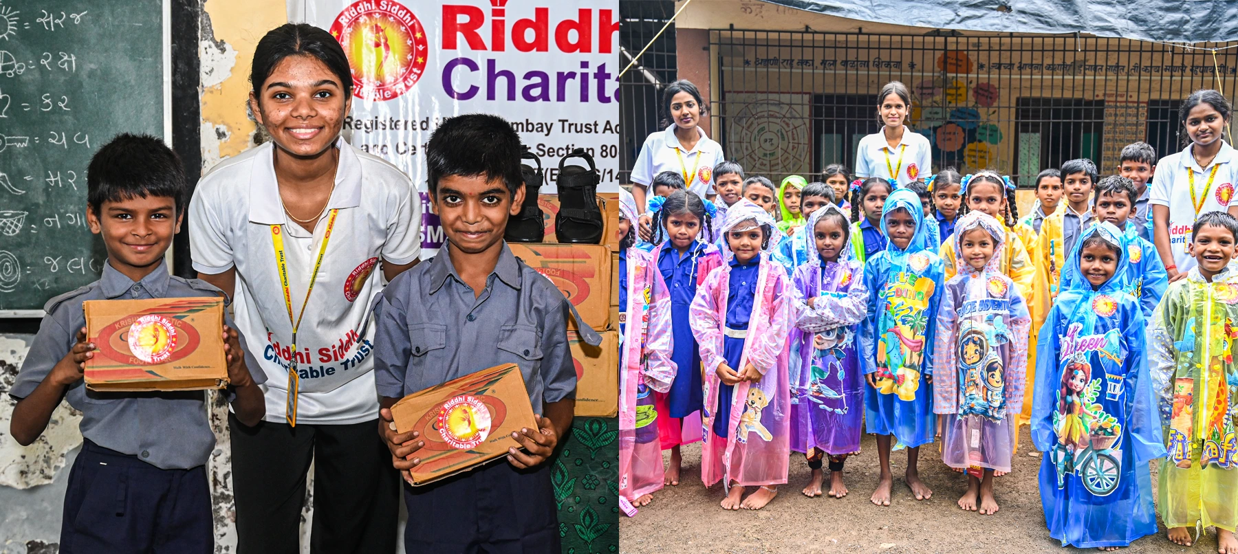 Children with school kits
